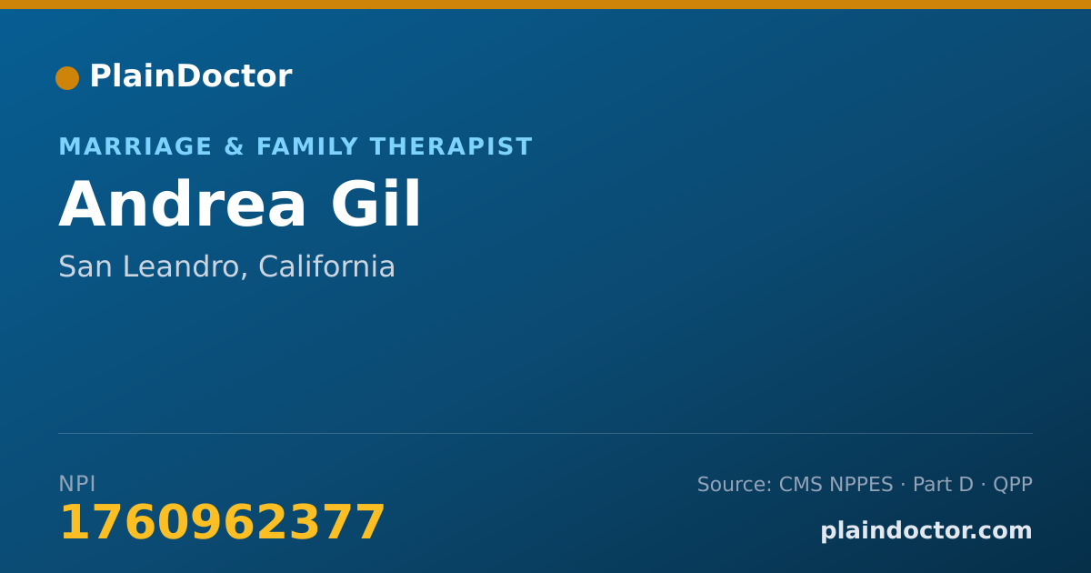 Shareable card for Andrea Gil - Marriage & Family Therapist, San Leandro, CA