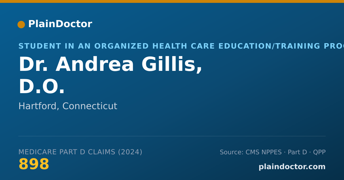 Shareable card for Andrea Gillis, D.O. - Student in an Organized Health Care Education/Training Program, Hartford, CT