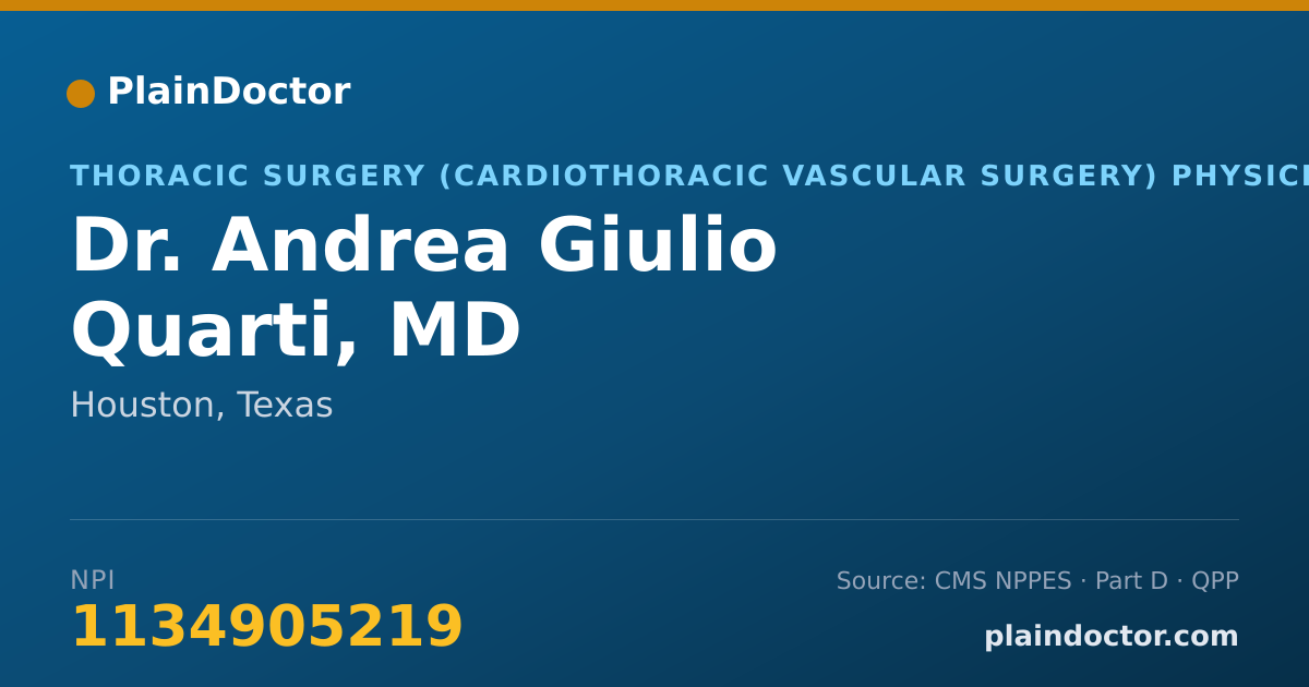 Shareable card for Andrea Giulio Quarti, MD - Thoracic Surgery (Cardiothoracic Vascular Surgery) Physician, Houston, TX
