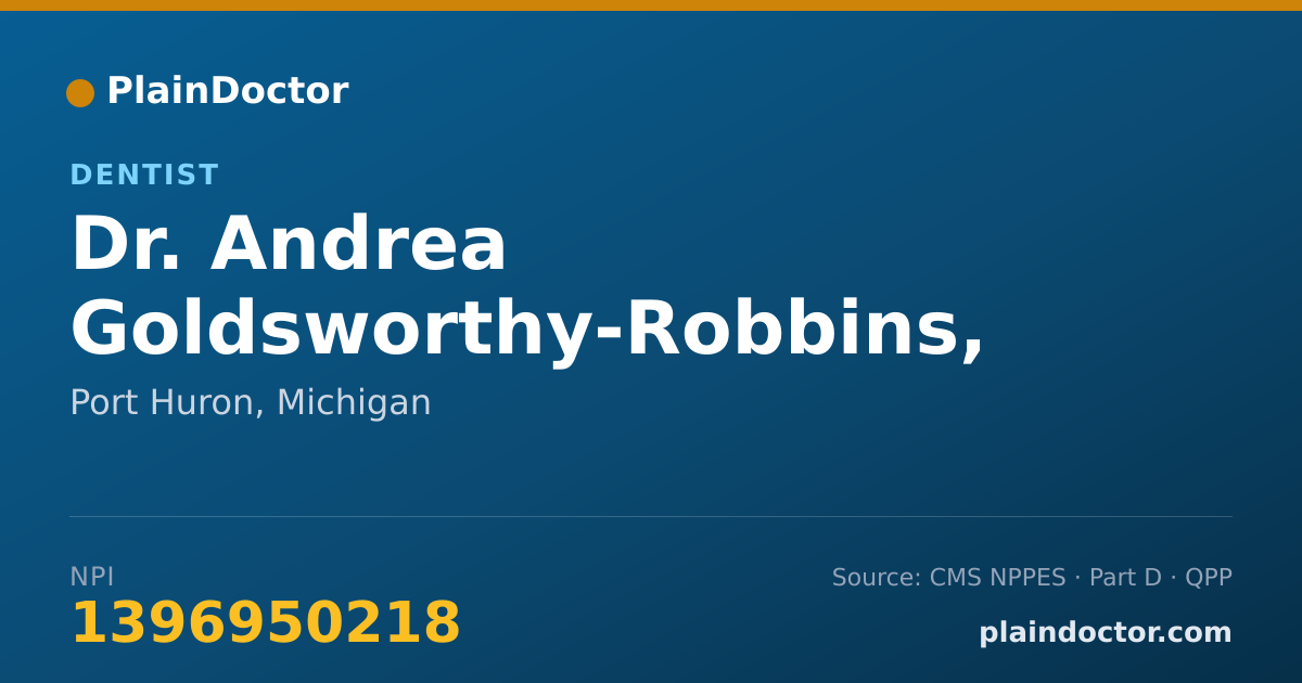 Shareable card for Andrea Goldsworthy-Robbins, D.D.S. - Dentist, Port Huron, MI