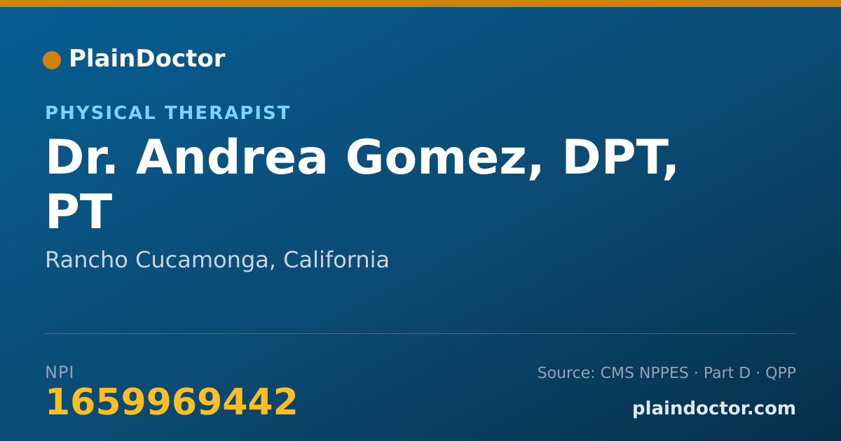 Shareable card for Andrea Gomez, DPT, PT - Physical Therapist, Rancho Cucamonga, CA