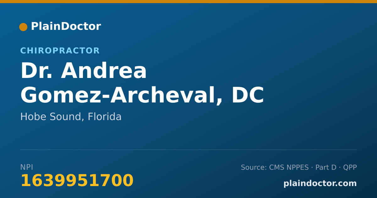 Shareable card for Andrea Gomez-Archeval, DC - Chiropractor, Hobe Sound, FL