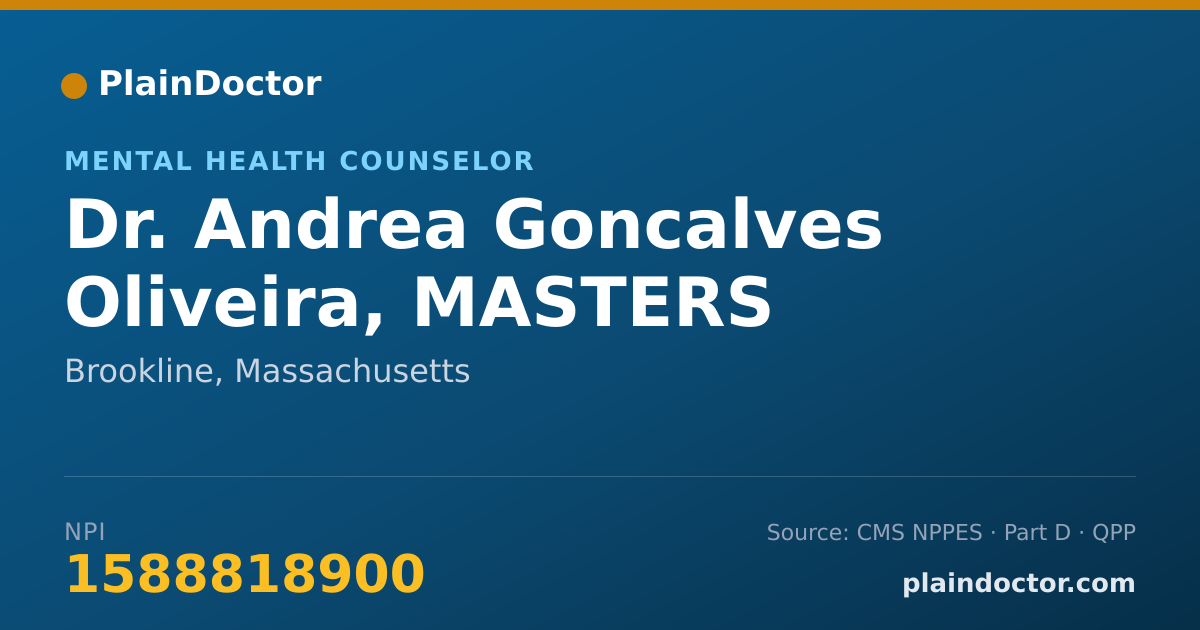 Shareable card for Andrea Goncalves Oliveira, MASTERS PSYCHOLOGY - Mental Health Counselor, Brookline, MA