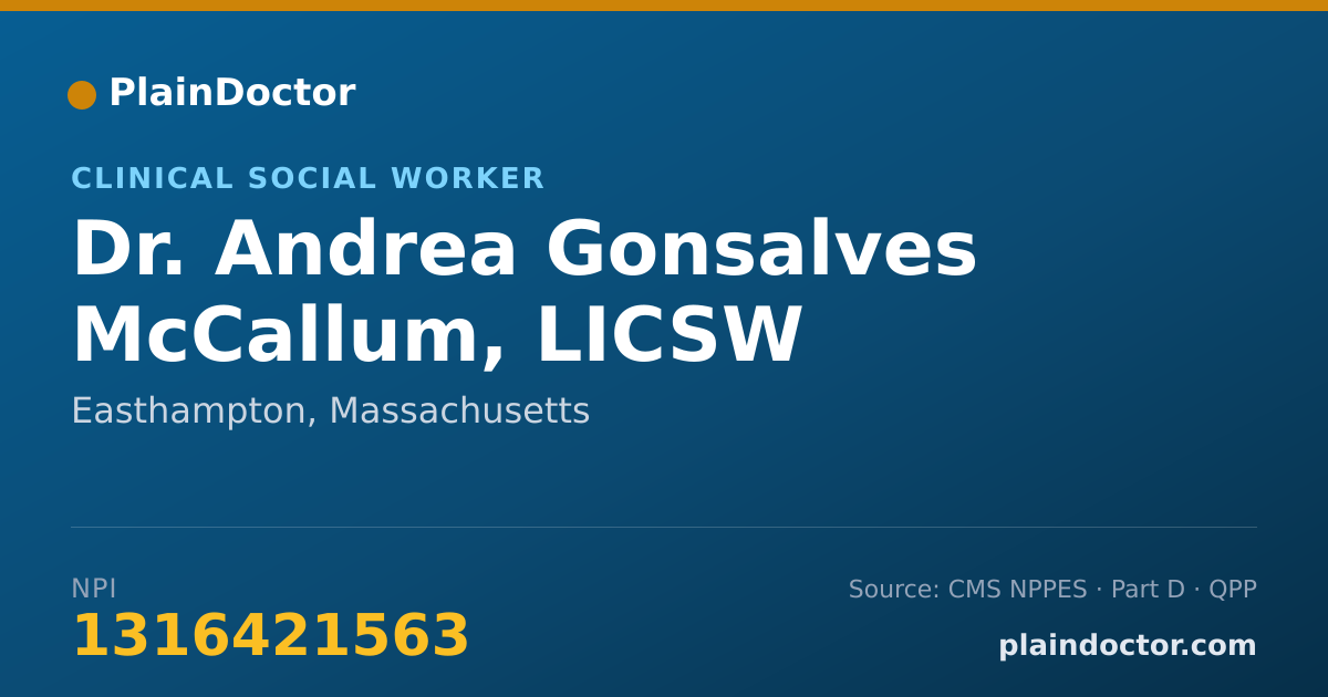 Shareable card for Andrea Gonsalves McCallum, LICSW - Clinical Social Worker, Easthampton, MA