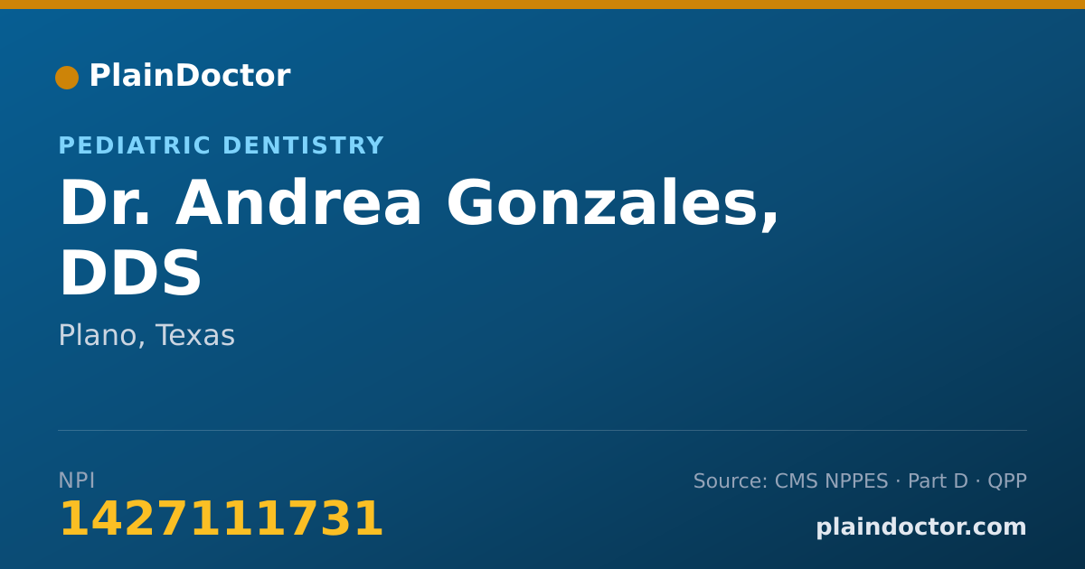 Shareable card for Andrea Gonzales, DDS - Pediatric Dentistry, Plano, TX
