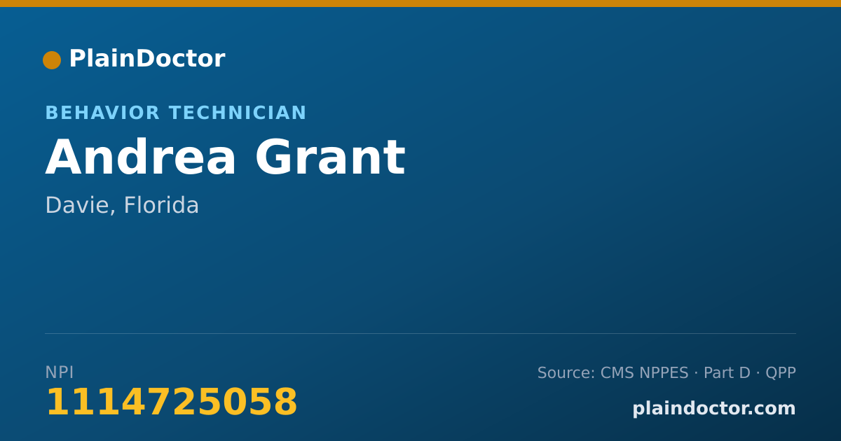 Shareable card for Andrea Grant - Behavior Technician, Davie, FL