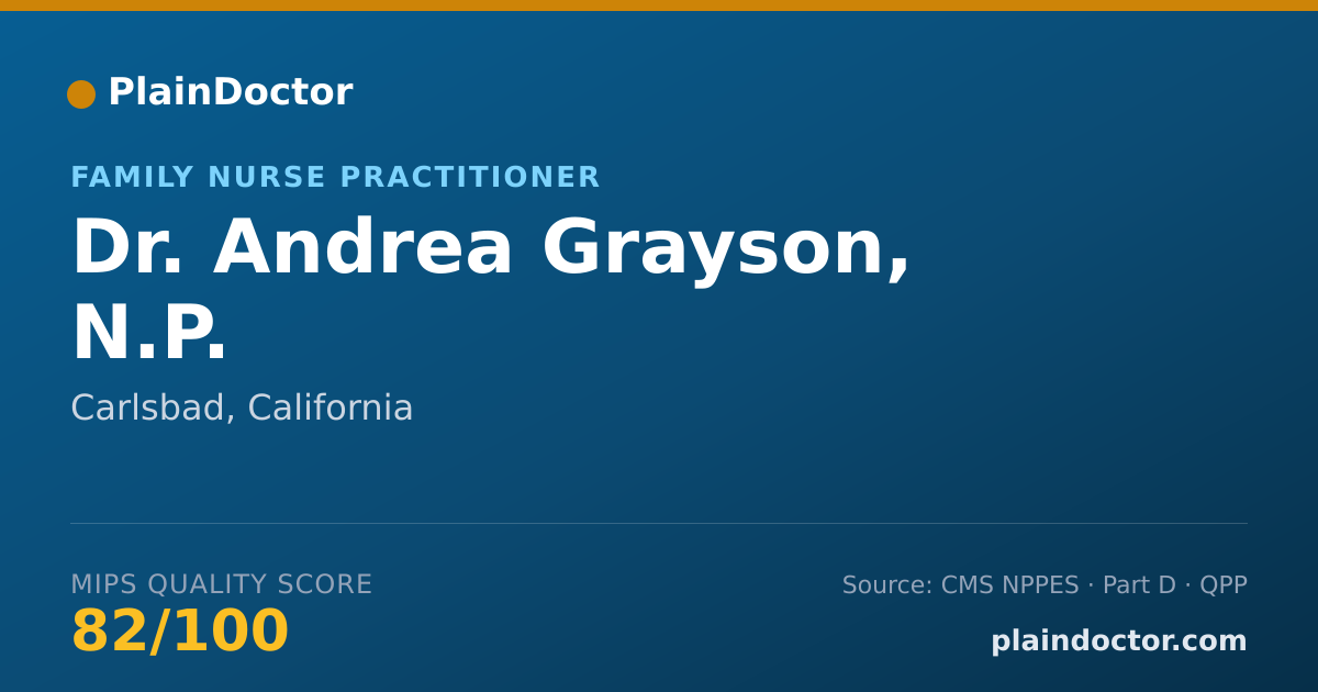 Shareable card for Andrea Grayson, N.P. - Family Nurse Practitioner, Carlsbad, CA