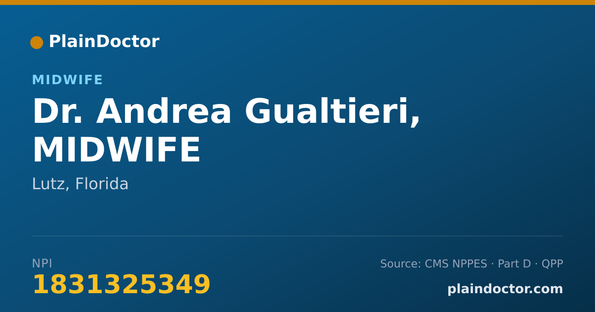 Shareable card for Andrea Gualtieri, MIDWIFE - Midwife, Lutz, FL