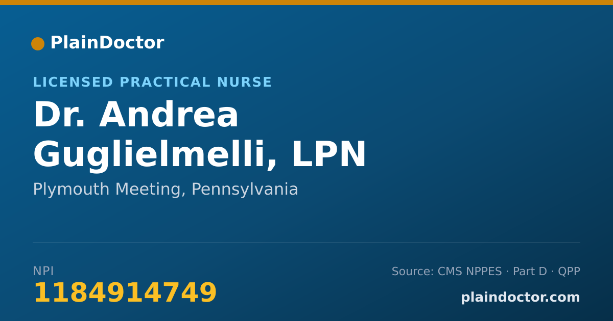 Shareable card for Andrea Guglielmelli, LPN - Licensed Practical Nurse, Plymouth Meeting, PA