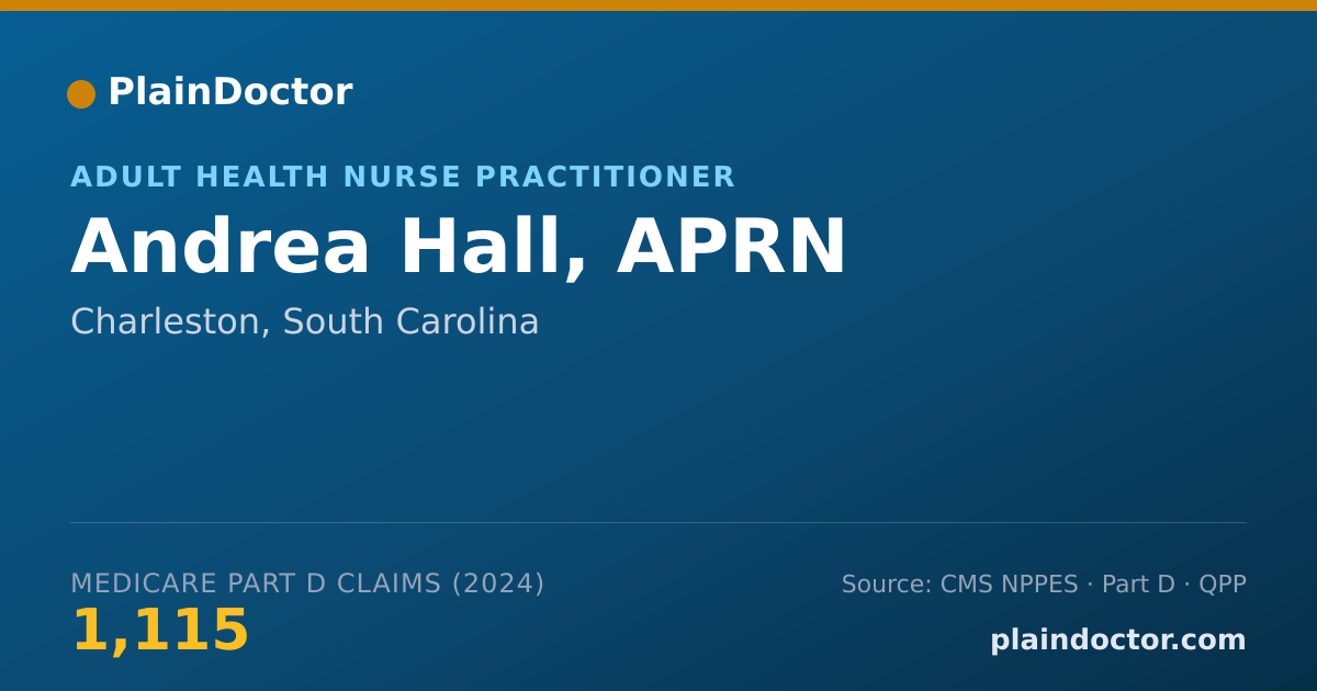 Shareable card for Andrea Hall, APRN - Adult Health Nurse Practitioner, Charleston, SC
