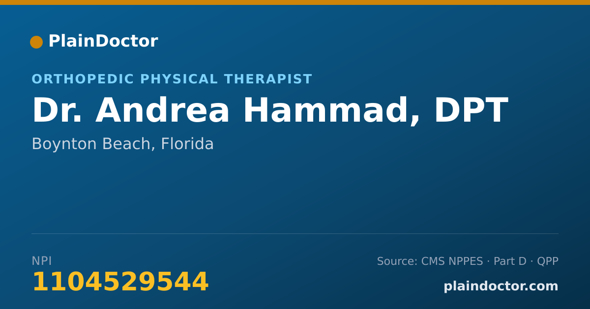 Shareable card for Andrea Hammad, DPT - Orthopedic Physical Therapist, Boynton Beach, FL