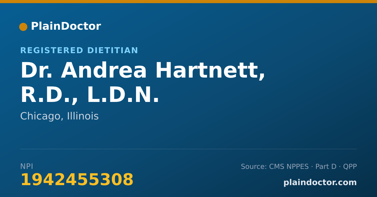 Shareable card for Andrea Hartnett, R.D., L.D.N. - Registered Dietitian, Chicago, IL