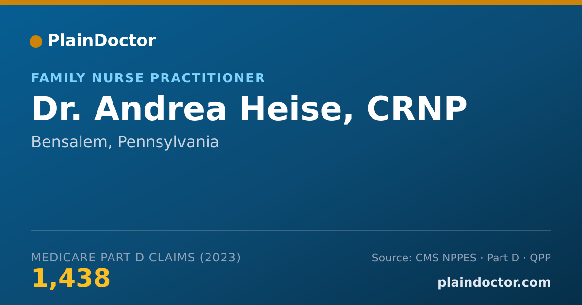 Shareable card for Andrea Heise, CRNP - Family Nurse Practitioner, Bensalem, PA