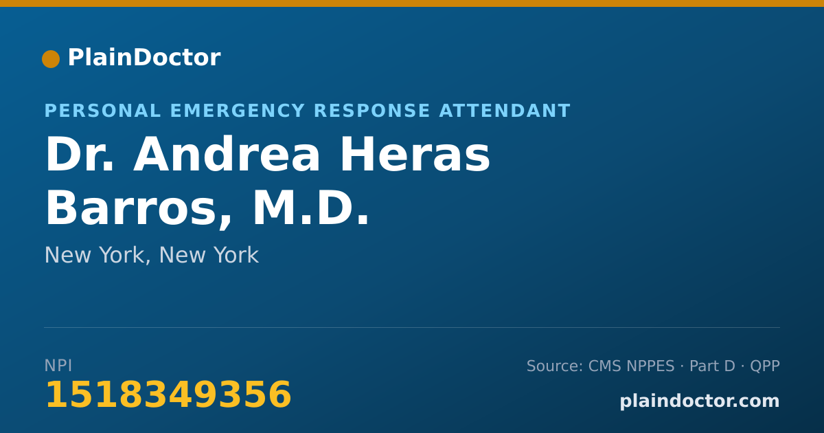 Shareable card for Andrea Heras Barros, M.D. - Personal Emergency Response Attendant, New York, NY