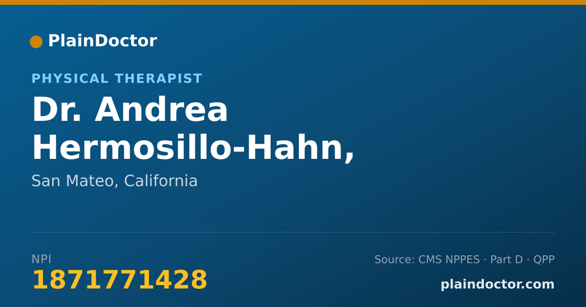 Shareable card for Andrea Hermosillo-Hahn, D.P.T. - Physical Therapist, San Mateo, CA