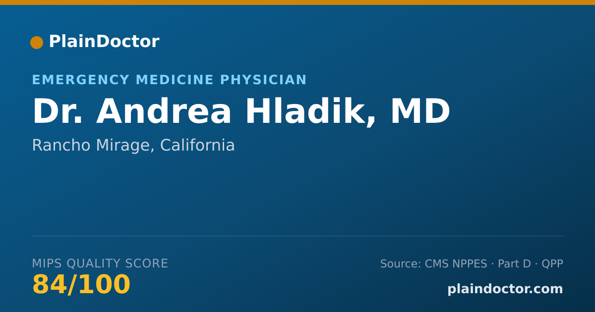 Shareable card for Andrea Hladik, MD - Emergency Medicine Physician, Rancho Mirage, CA