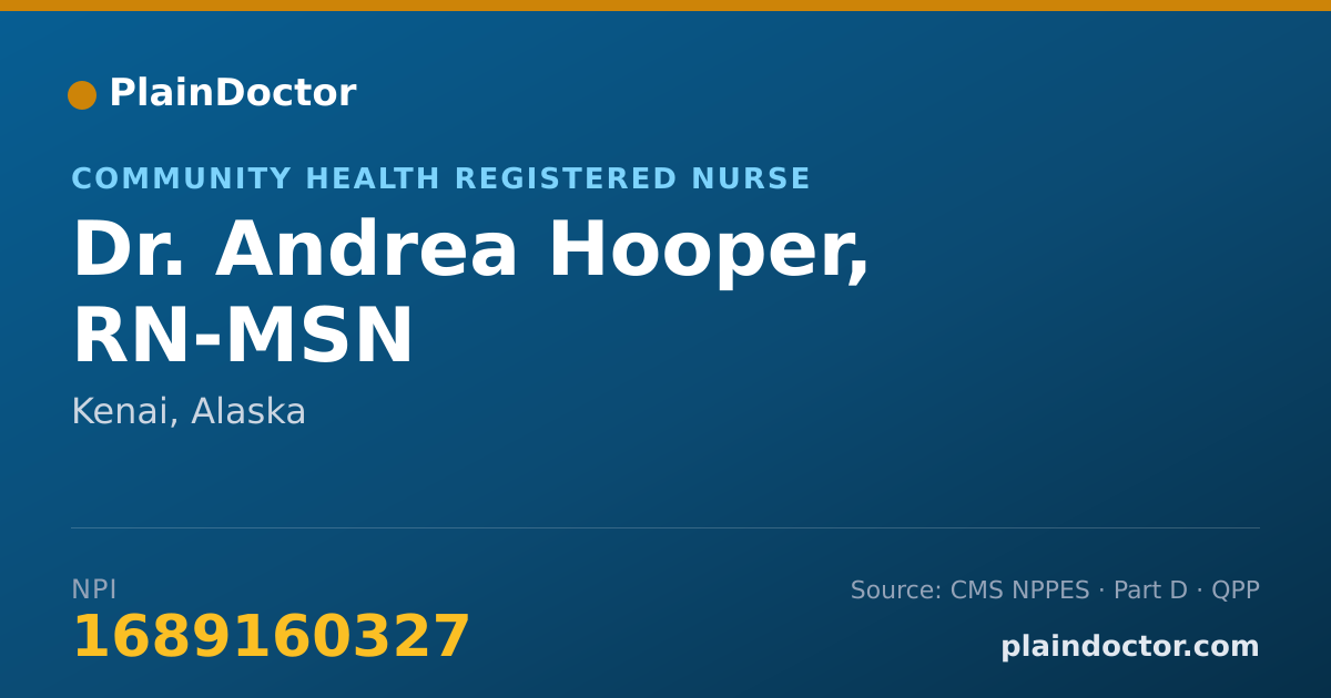 Shareable card for Andrea Hooper, RN-MSN - Community Health Registered Nurse, Kenai, AK
