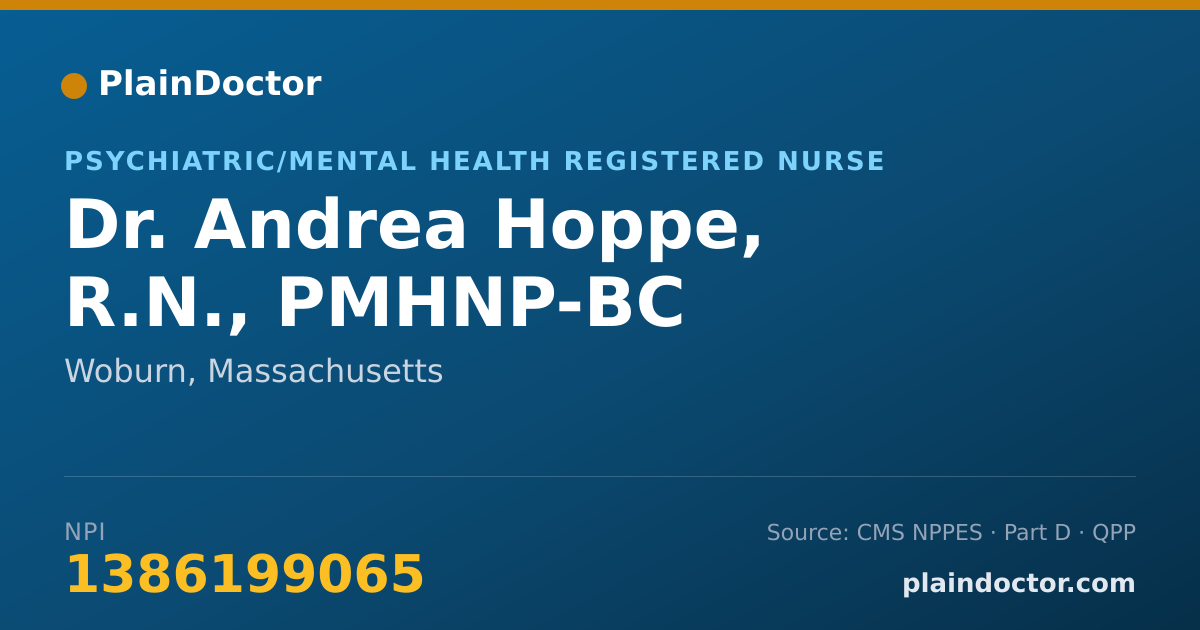 Shareable card for Andrea Hoppe, R.N., PMHNP-BC - Psychiatric/Mental Health Registered Nurse, Woburn, MA