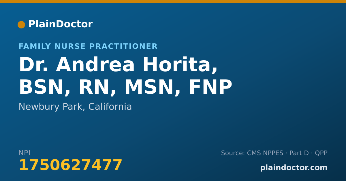 Shareable card for Andrea Horita, BSN, RN, MSN, FNP - Family Nurse Practitioner, Newbury Park, CA