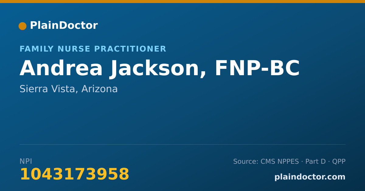Shareable card for Andrea Jackson, FNP-BC - Family Nurse Practitioner, Sierra Vista, AZ