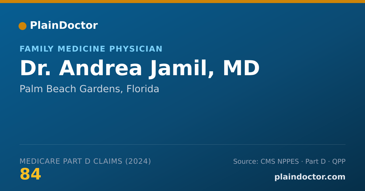 Shareable card for Andrea Jamil, MD - Family Medicine Physician, Palm Beach Gardens, FL