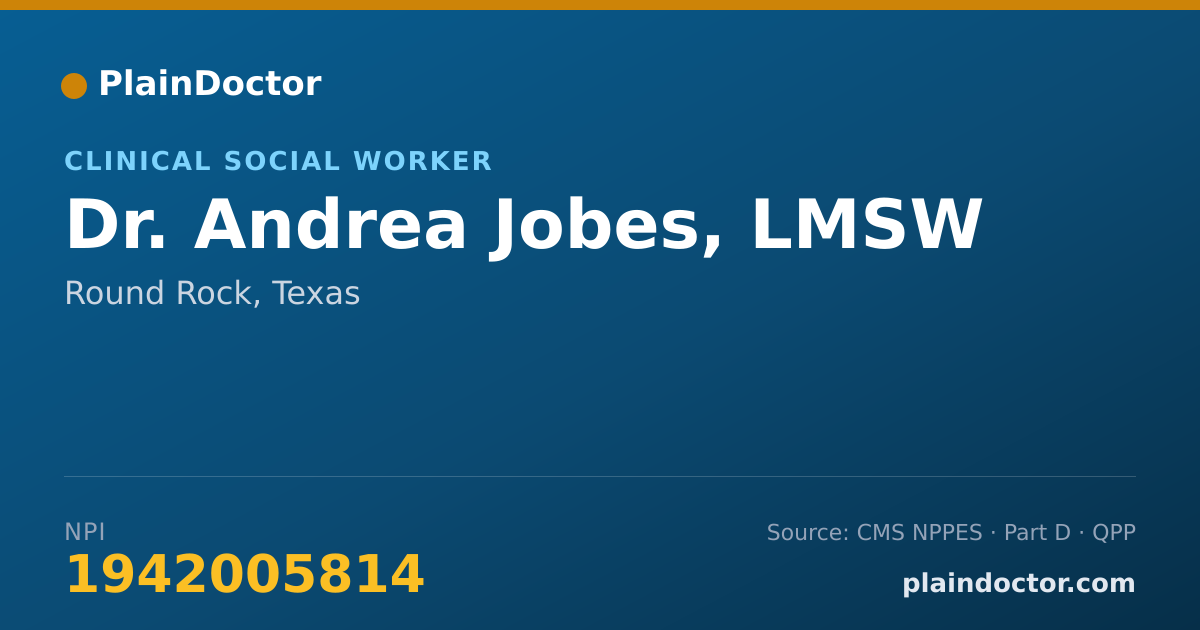 Shareable card for Andrea Jobes, LMSW - Clinical Social Worker, Round Rock, TX