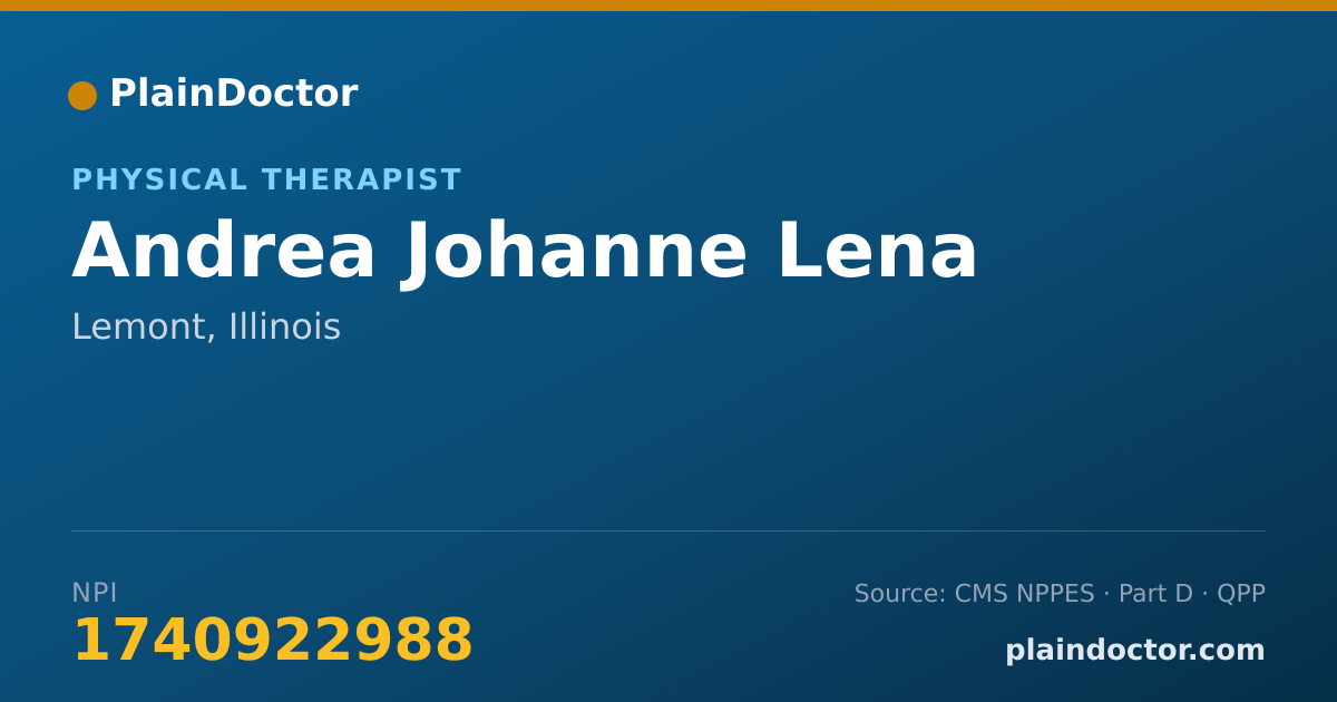 Shareable card for Andrea Johanne Lena - Physical Therapist, Lemont, IL