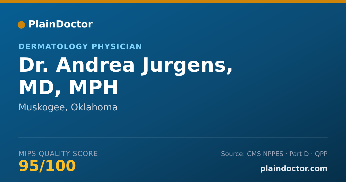 Shareable card for Andrea Jurgens, MD, MPH - Dermatology Physician, Muskogee, OK