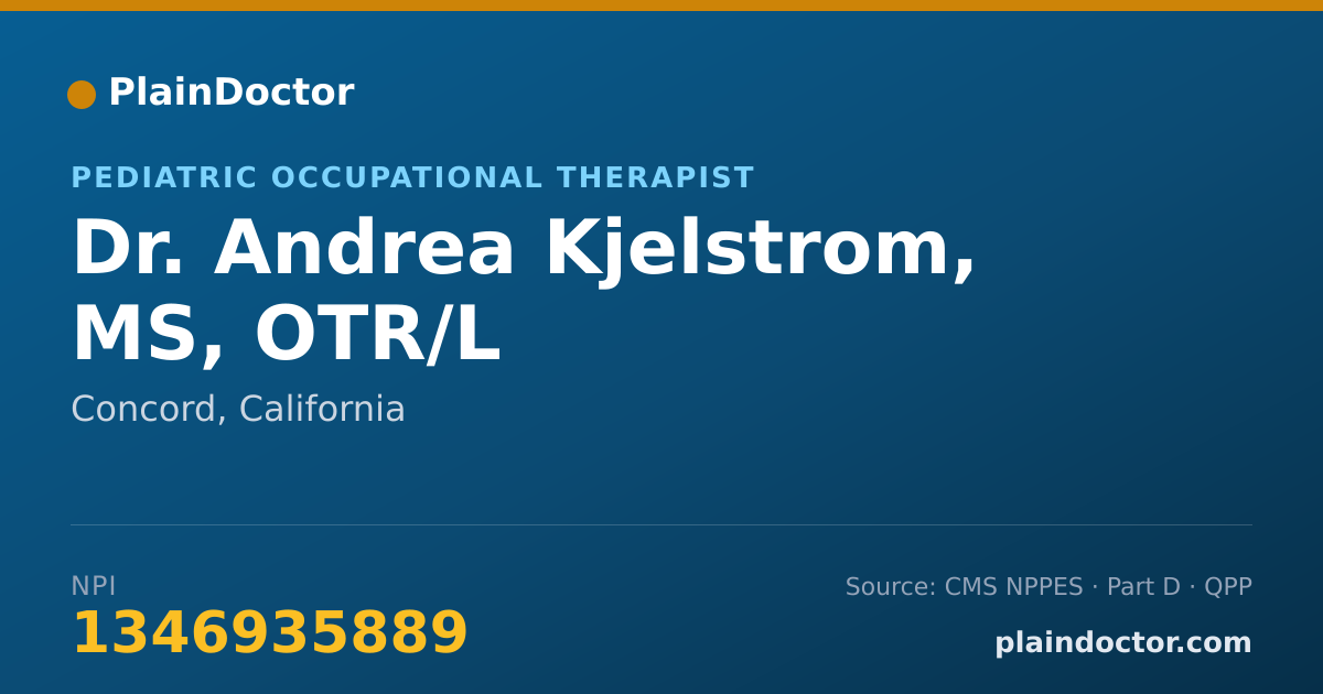 Shareable card for Andrea Kjelstrom, MS, OTR/L - Pediatric Occupational Therapist, Concord, CA
