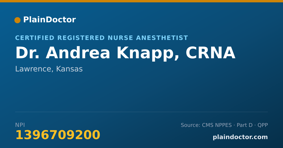 Shareable card for Andrea Knapp, CRNA - Certified Registered Nurse Anesthetist, Lawrence, KS
