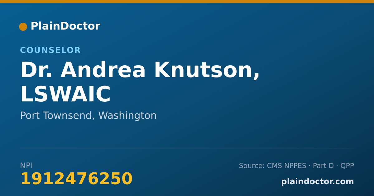 Shareable card for Andrea Knutson, LSWAIC - Counselor, Port Townsend, WA