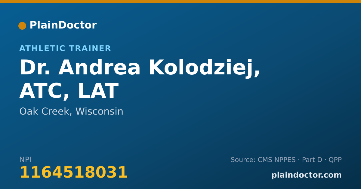 Shareable card for Andrea Kolodziej, ATC, LAT - Athletic Trainer, Oak Creek, WI