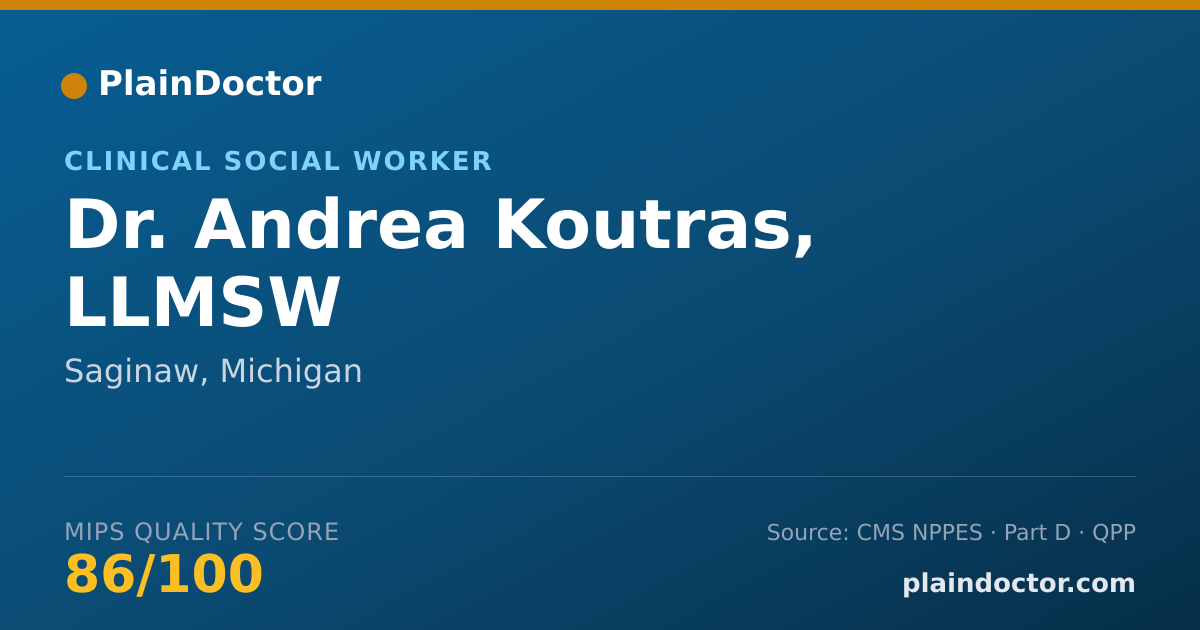 Shareable card for Andrea Koutras, LLMSW - Clinical Social Worker, Saginaw, MI