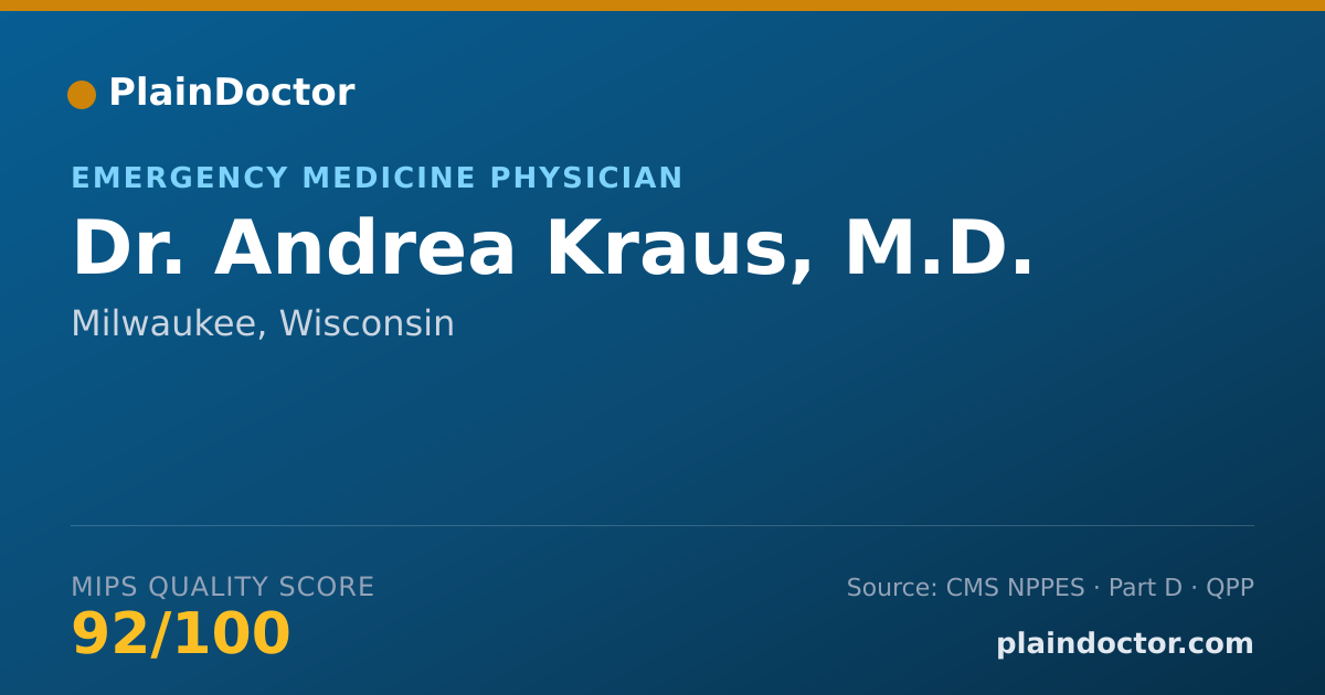 Shareable card for Andrea Kraus, M.D. - Emergency Medicine Physician, Milwaukee, WI