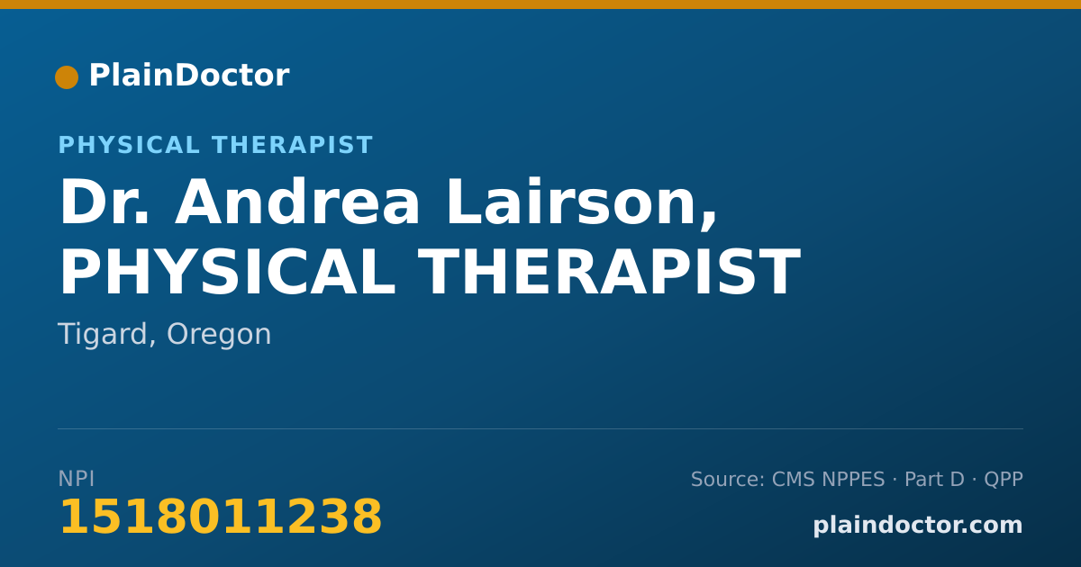 Shareable card for Andrea Lairson, PHYSICAL THERAPIST - Physical Therapist, Tigard, OR