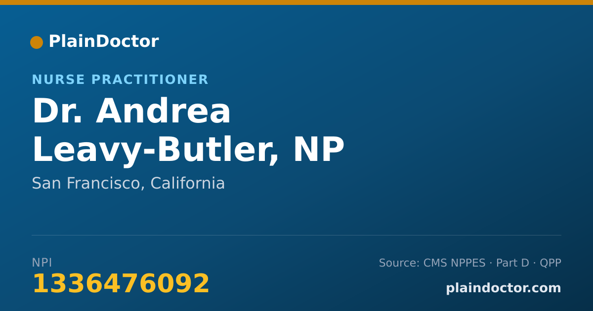 Shareable card for Andrea Leavy-Butler, NP - Nurse Practitioner, San Francisco, CA