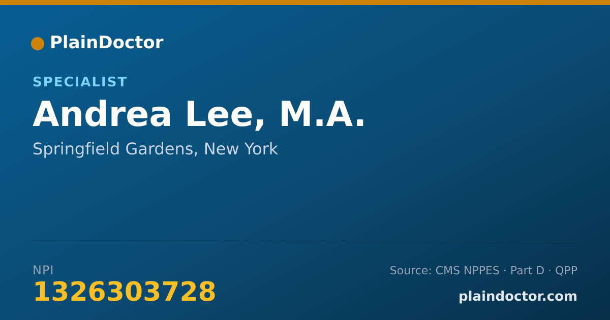 Shareable card for Andrea Lee, M.A. - Specialist, Springfield Gardens, NY
