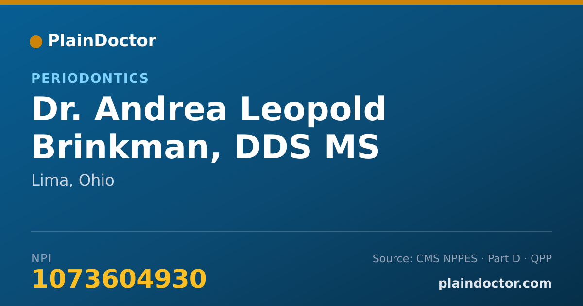 Shareable card for Andrea Leopold Brinkman, DDS MS - Periodontics, Lima, OH