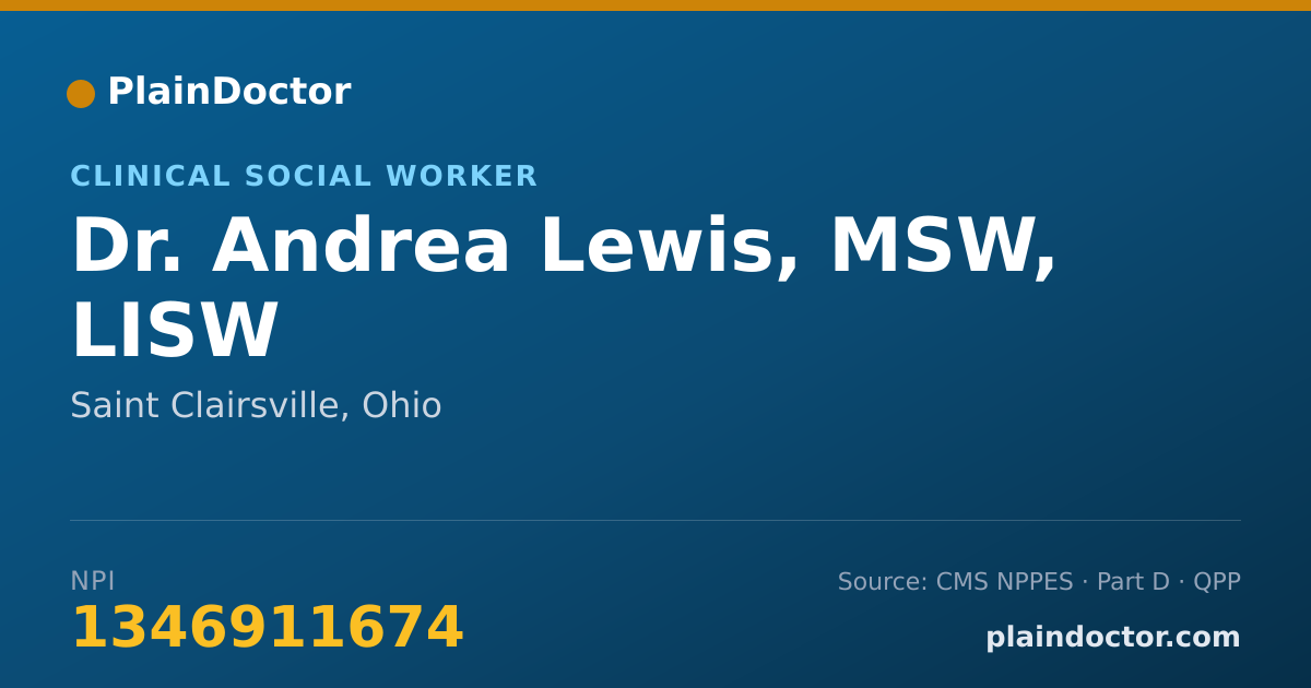 Shareable card for Andrea Lewis, MSW, LISW - Clinical Social Worker, Saint Clairsville, OH