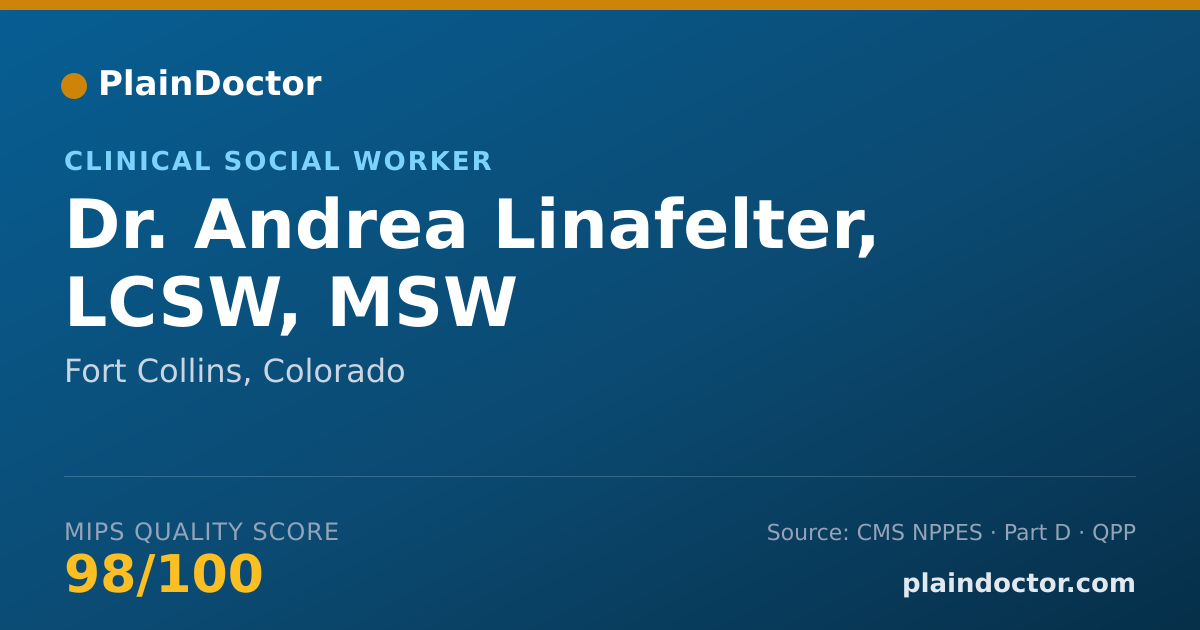 Shareable card for Andrea Linafelter, LCSW, MSW - Clinical Social Worker, Fort Collins, CO