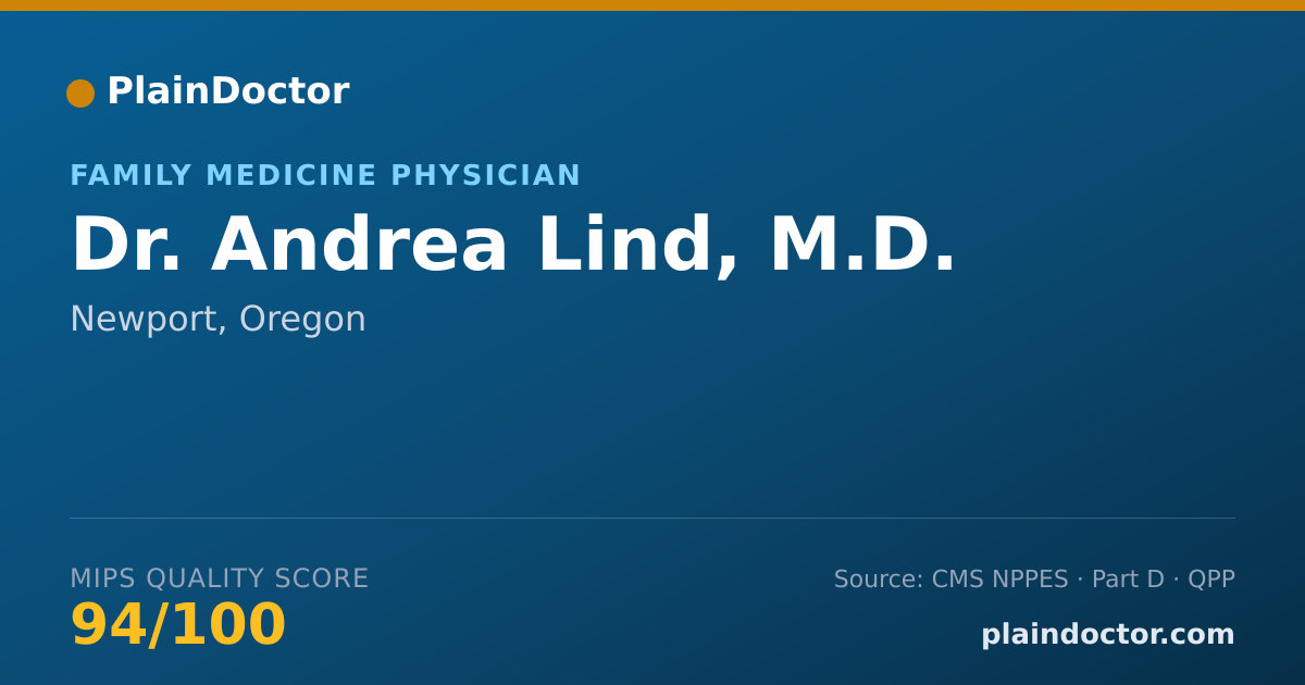 Shareable card for Andrea Lind, M.D. - Family Medicine Physician, Newport, OR
