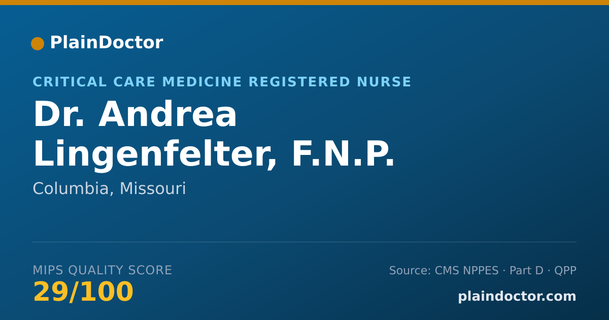 Shareable card for Andrea Lingenfelter, F.N.P. - Critical Care Medicine Registered Nurse, Columbia, MO
