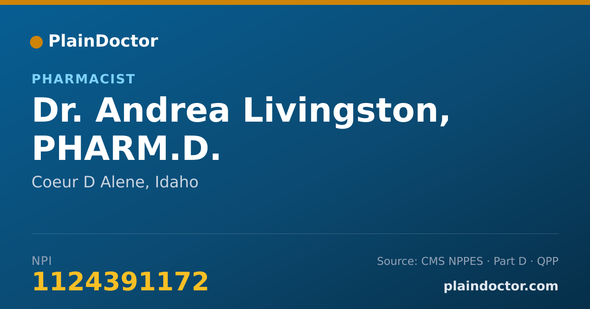 Shareable card for Andrea Livingston, PHARM.D. - Pharmacist, Coeur D Alene, ID
