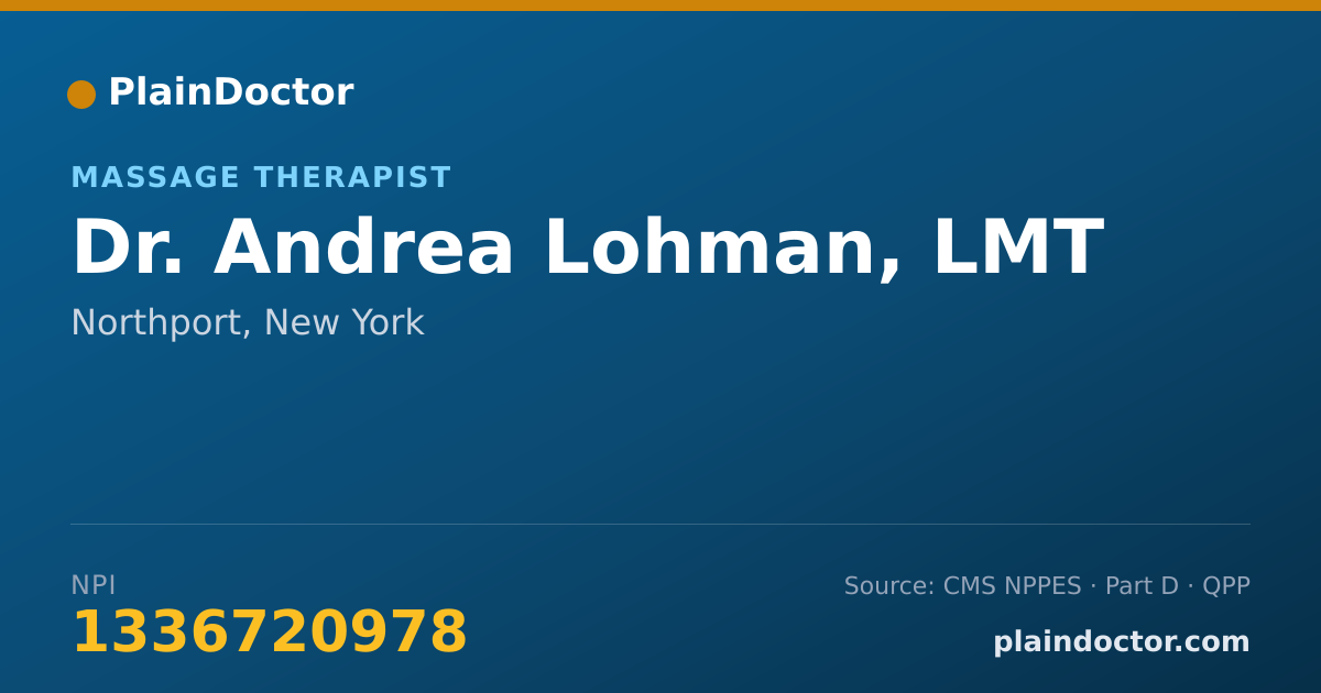 Shareable card for Andrea Lohman, LMT - Massage Therapist, Northport, NY