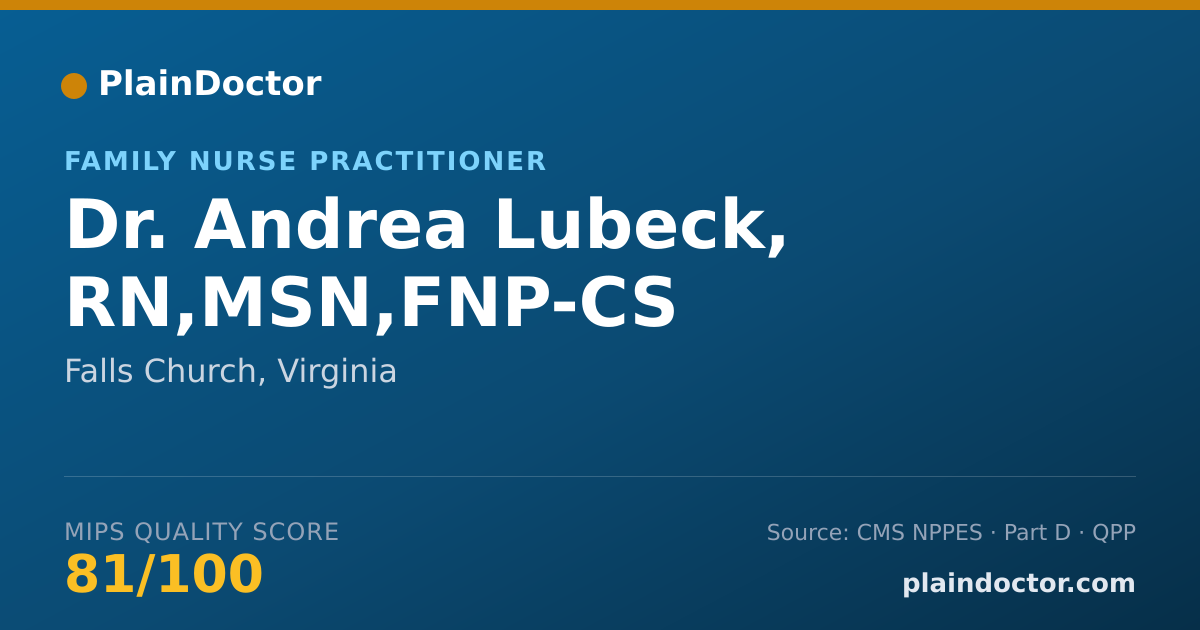 Shareable card for Andrea Lubeck, RN,MSN,FNP-CS - Family Nurse Practitioner, Falls Church, VA