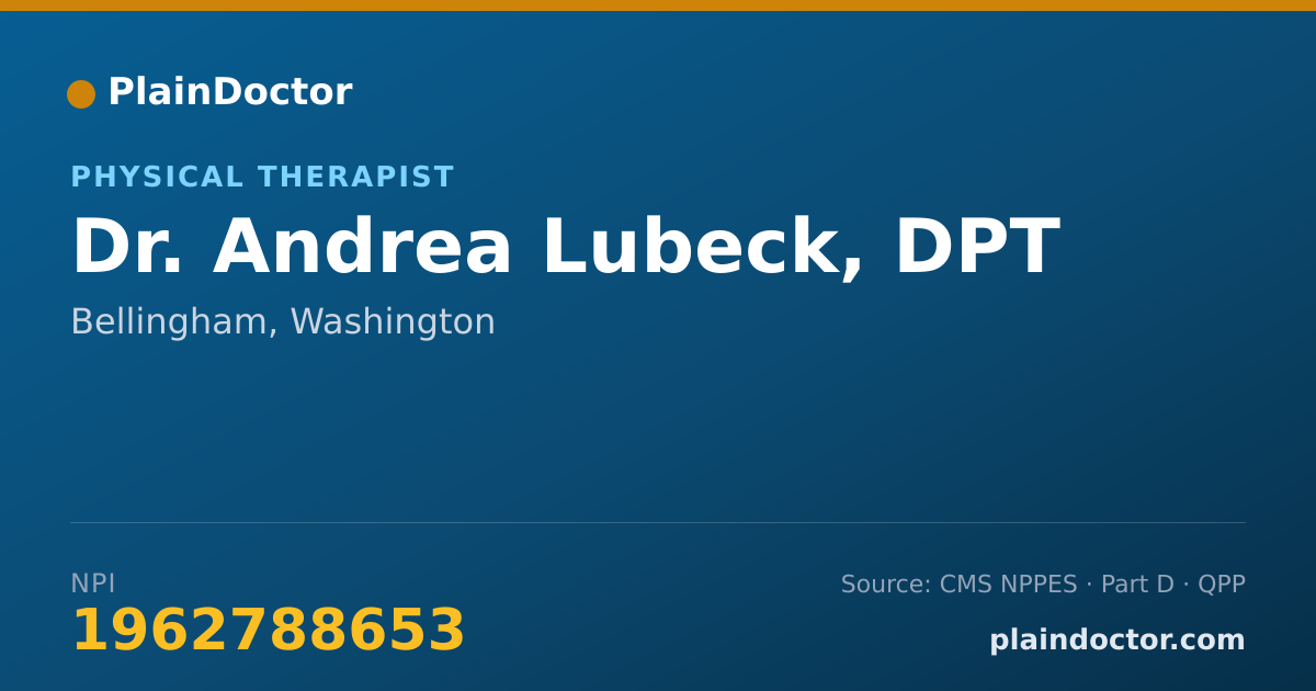 Shareable card for Andrea Lubeck, DPT - Physical Therapist, Bellingham, WA