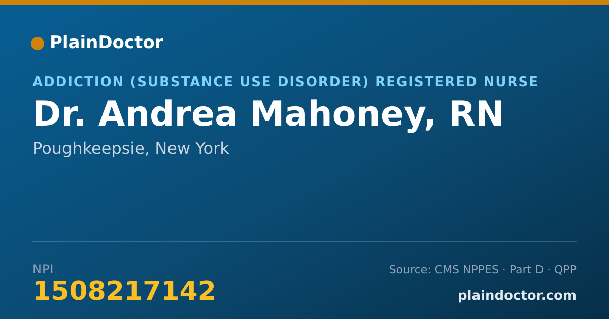 Shareable card for Andrea Mahoney, RN - Addiction (Substance Use Disorder) Registered Nurse, Poughkeepsie, NY