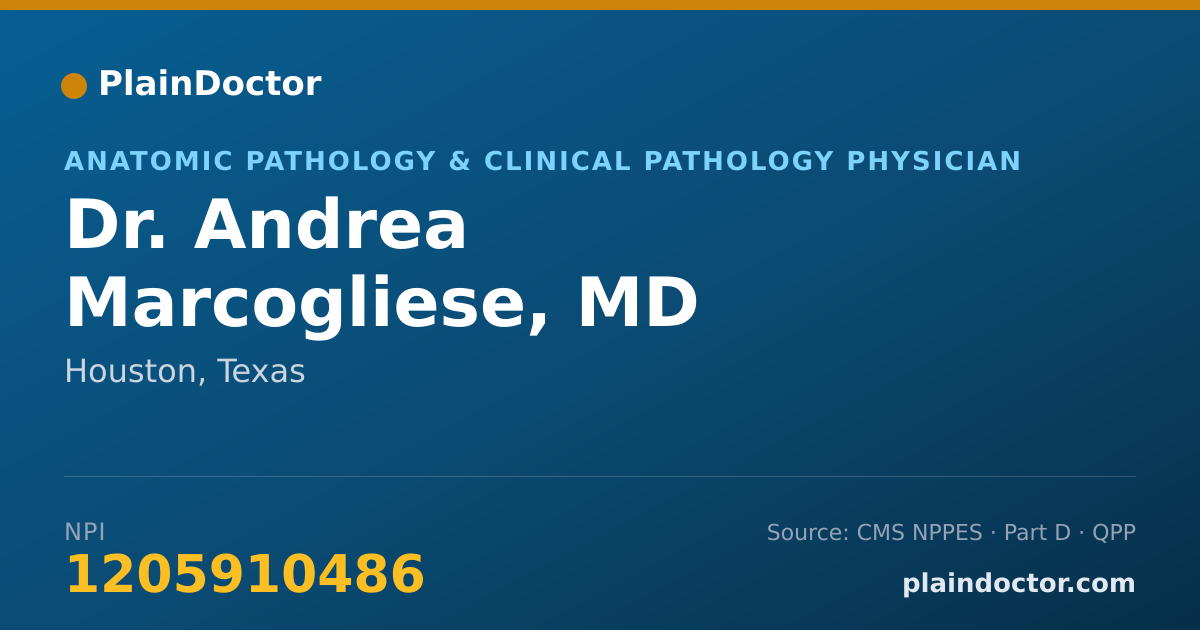 Shareable card for Andrea Marcogliese, MD - Anatomic Pathology & Clinical Pathology Physician, Houston, TX