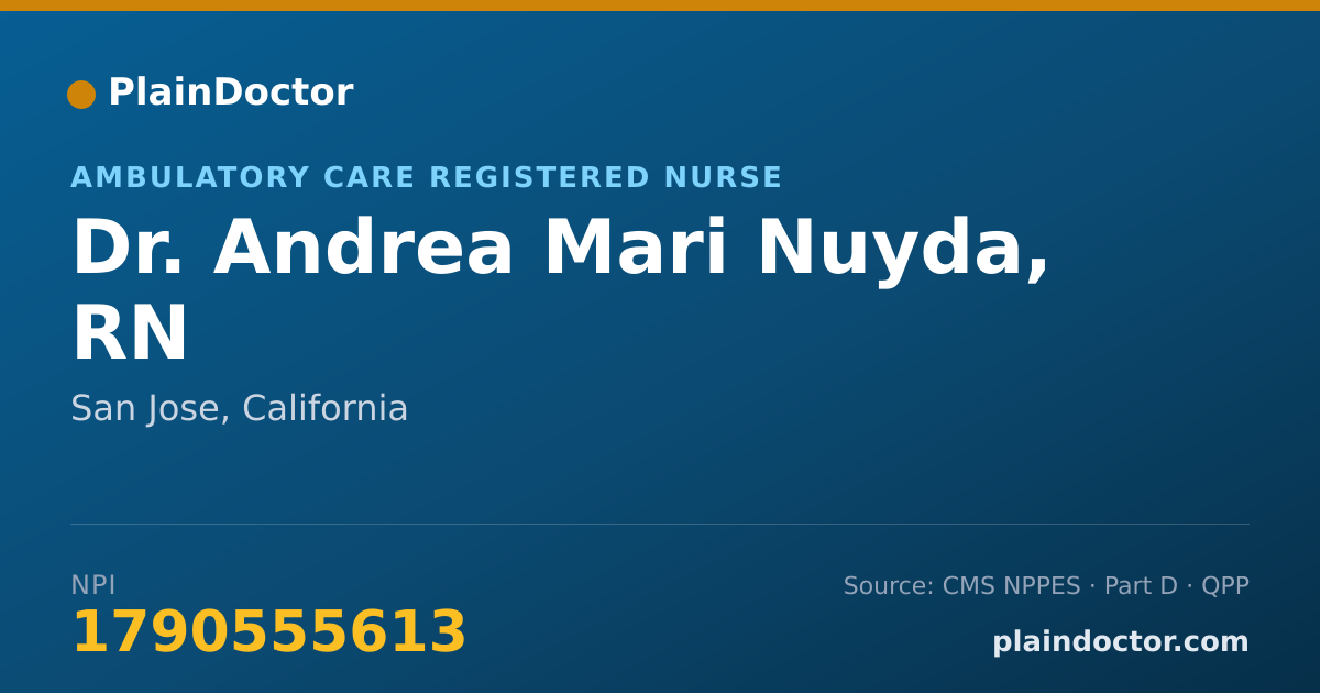 Shareable card for Andrea Mari Nuyda, RN - Ambulatory Care Registered Nurse, San Jose, CA