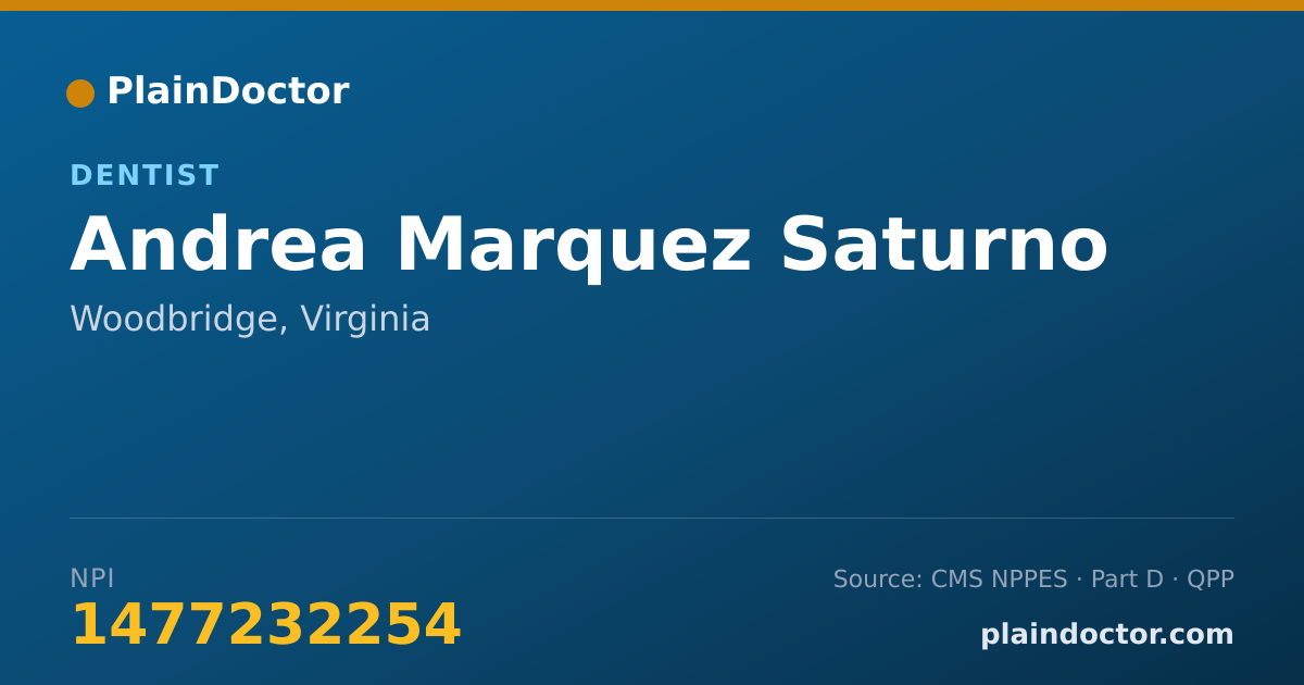 Shareable card for Andrea Marquez Saturno - Dentist, Woodbridge, VA